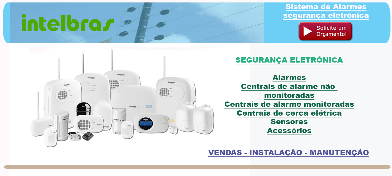 Alarmes Intelbras -  Vendas, Instalação e Manutenção de PABX, Interfones p/ Condominios, Cameras de Segurança, Video Porteiro, Alarmes e Intelbras, Panasonic, leucotron, Maxcom, Amelco, Hdl, Jfl entre outras. Consulte-nos (11) 2011-4286.