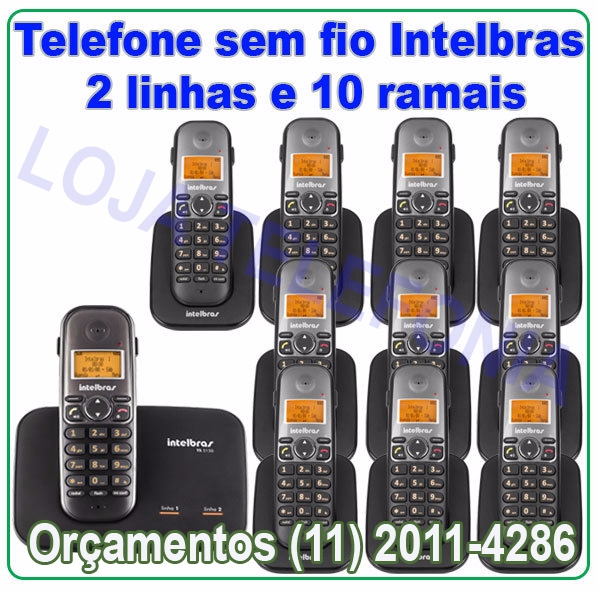 Telefone sem fio digital com entrada para 2 linhas e 10 Ramais Intelbras